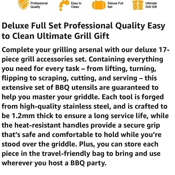 Brand New 17-Piece Griddle Accessories Kit Flat Top Grill Set BBQ Spatula Tools - Picture 15 of 15